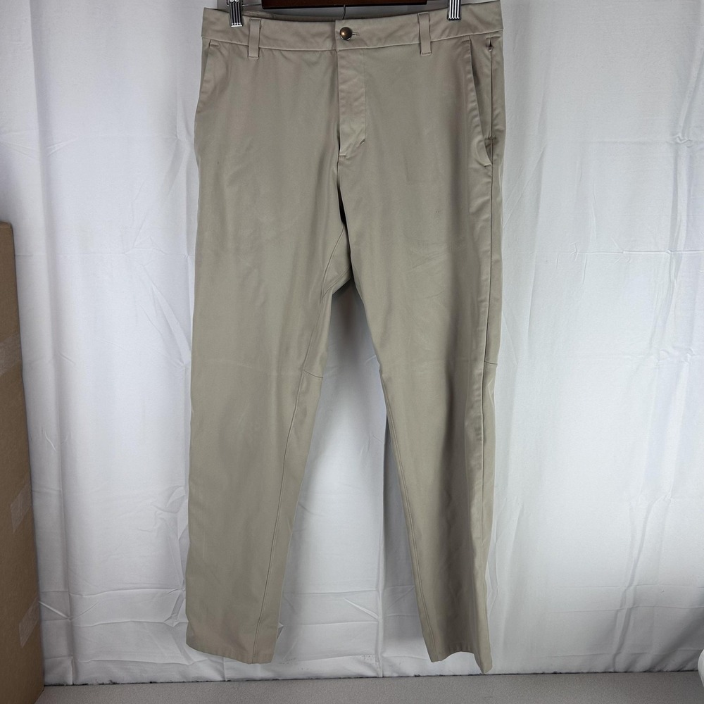 Lululemon Commission Pant Mens‎ 32 Khaki Beige Chino Stretch Zip Pocket Casual